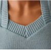 Sweetheart Neck Sweater - Light Blue