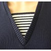 V Neck Sweater - Blue and white