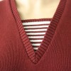 *January Sale* V Neck Sweater - Claret & White