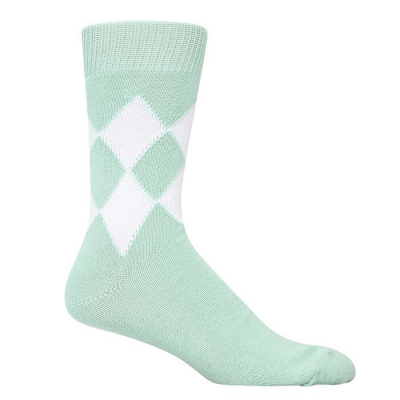 *January Sale* 8 Diamond Socks - Spearmint & White