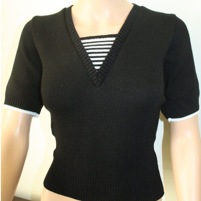 *January Sale* V Neck Sweater - Black & White