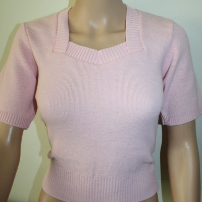Sweetheart Neck Sweater - Pink
